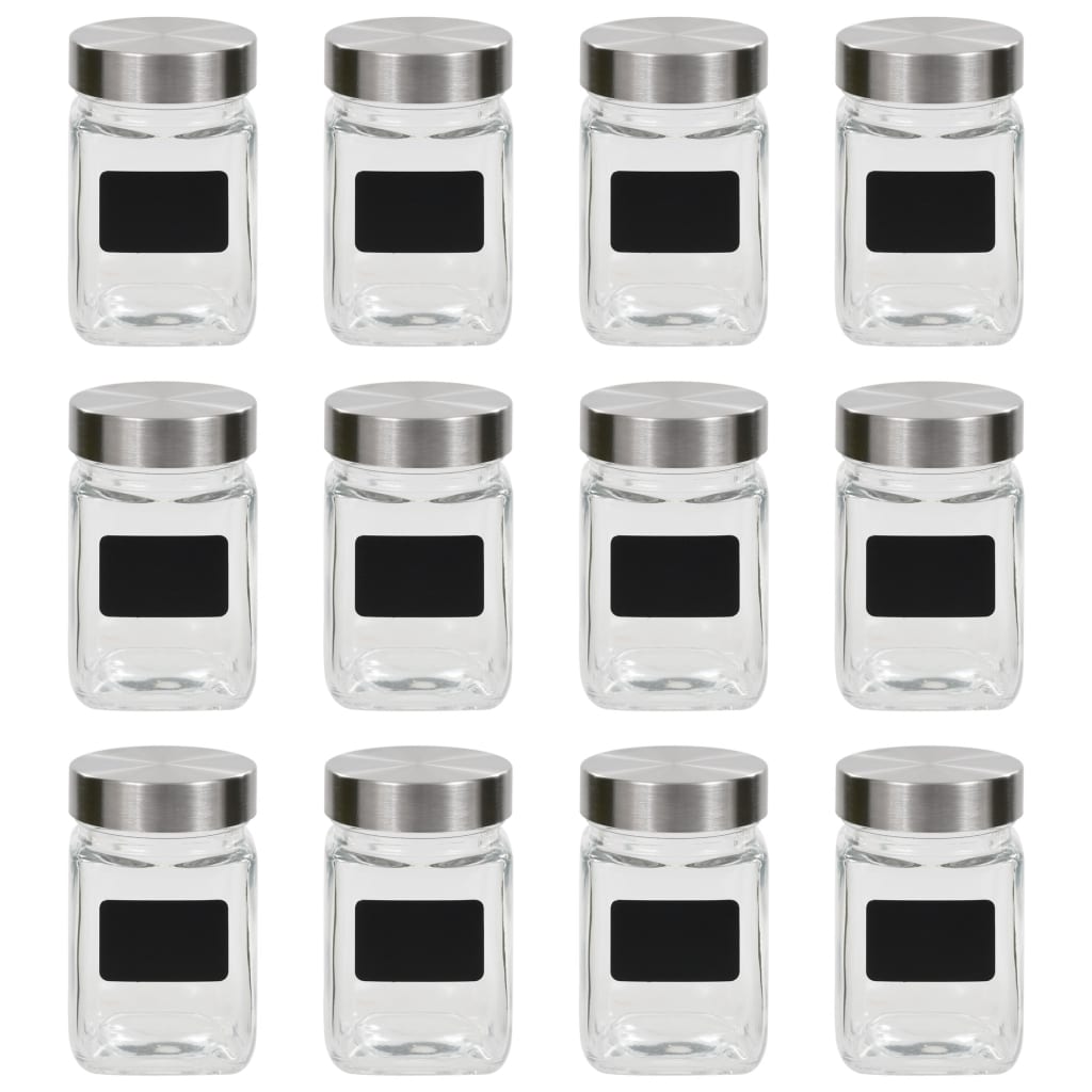 Barattoli in Vetro con Adesivo 12 pz 300 ml